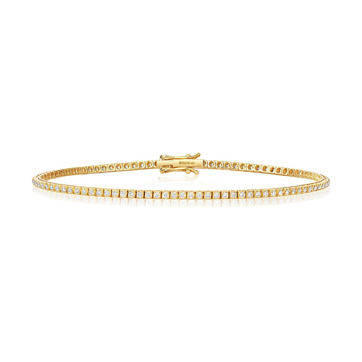 Natural Diamond 18ct Yellow Gold Tennis Bracelet 375 Hallmarked British Made