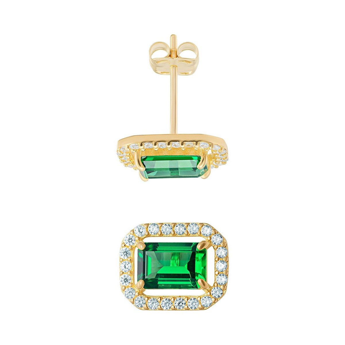 Yellow Gold Emerald Earrings 9 Carat 375 Hallmarked New Boxed British Made