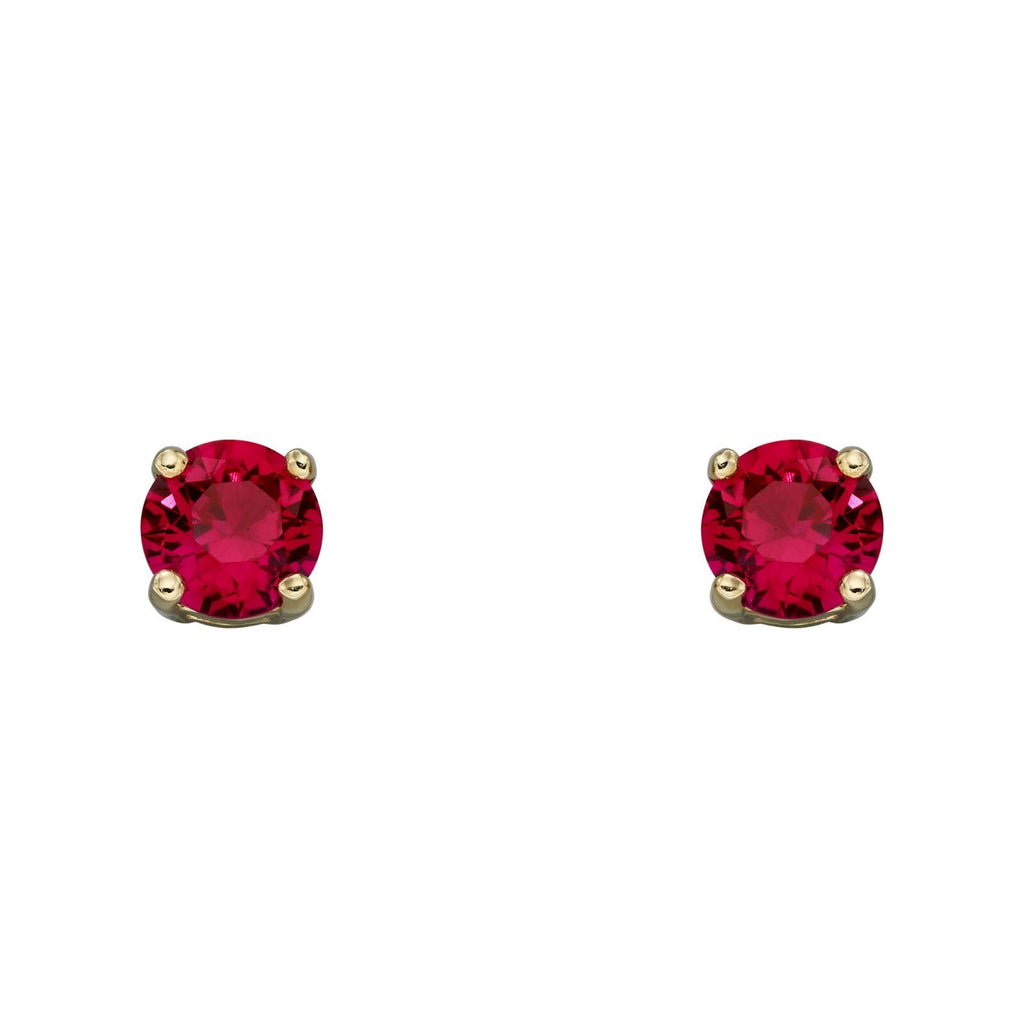 Natural Ruby July Stud Earrings 9ct Yellow Gold 375 Hallmarked British Made