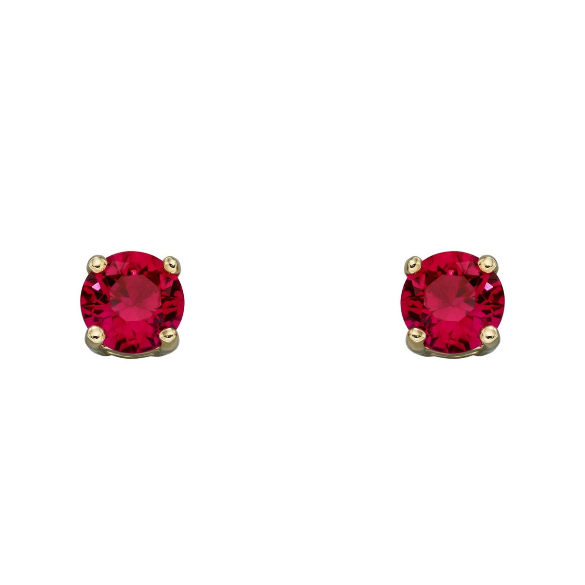 Natural Ruby July Stud Earrings 9ct Yellow Gold 375 Hallmarked British Made