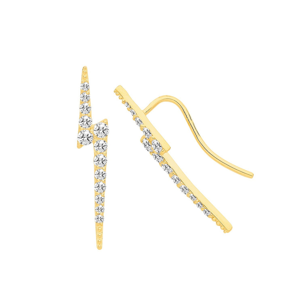 Lightining Bolt Stud Earrings 9ct Yellow Gold 375 Hallmarked Brand New Boxed
