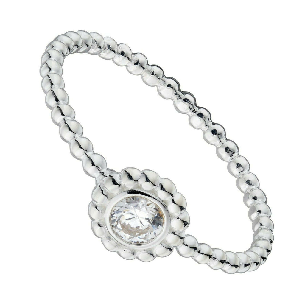 Sterling Silver Bead Stacking Ring Gemstone 925 Hallmarked Size K - S