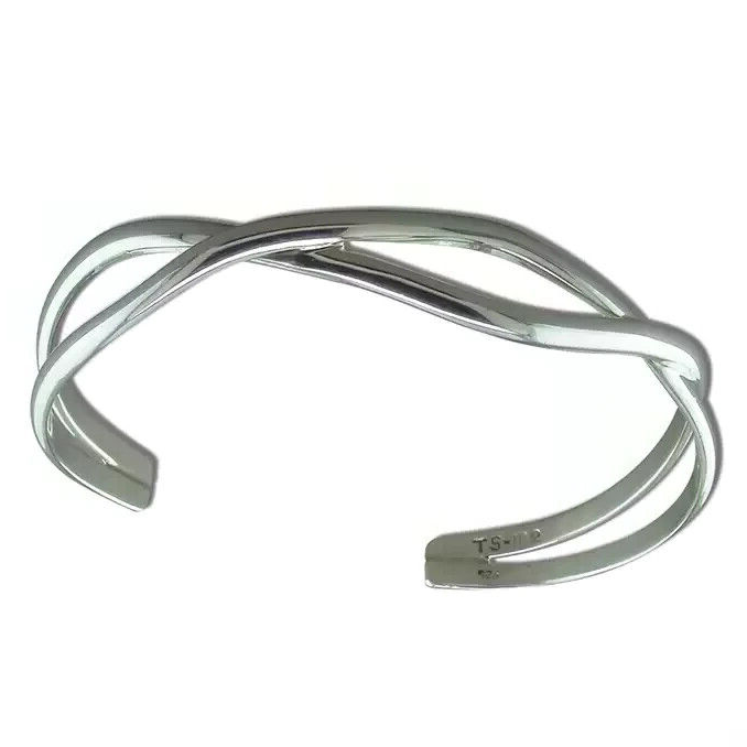 Interwoven Solid Bangle Sterling Silver 925 Hallmarked British Made Brand New