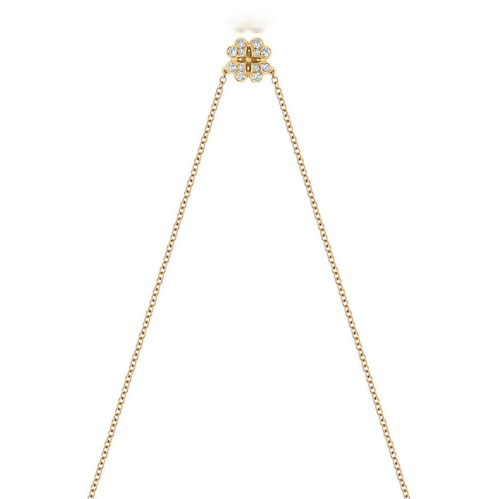 12 Natural Diamond Clover Necklace 18ct Yellow Gold Hallmarked British Made