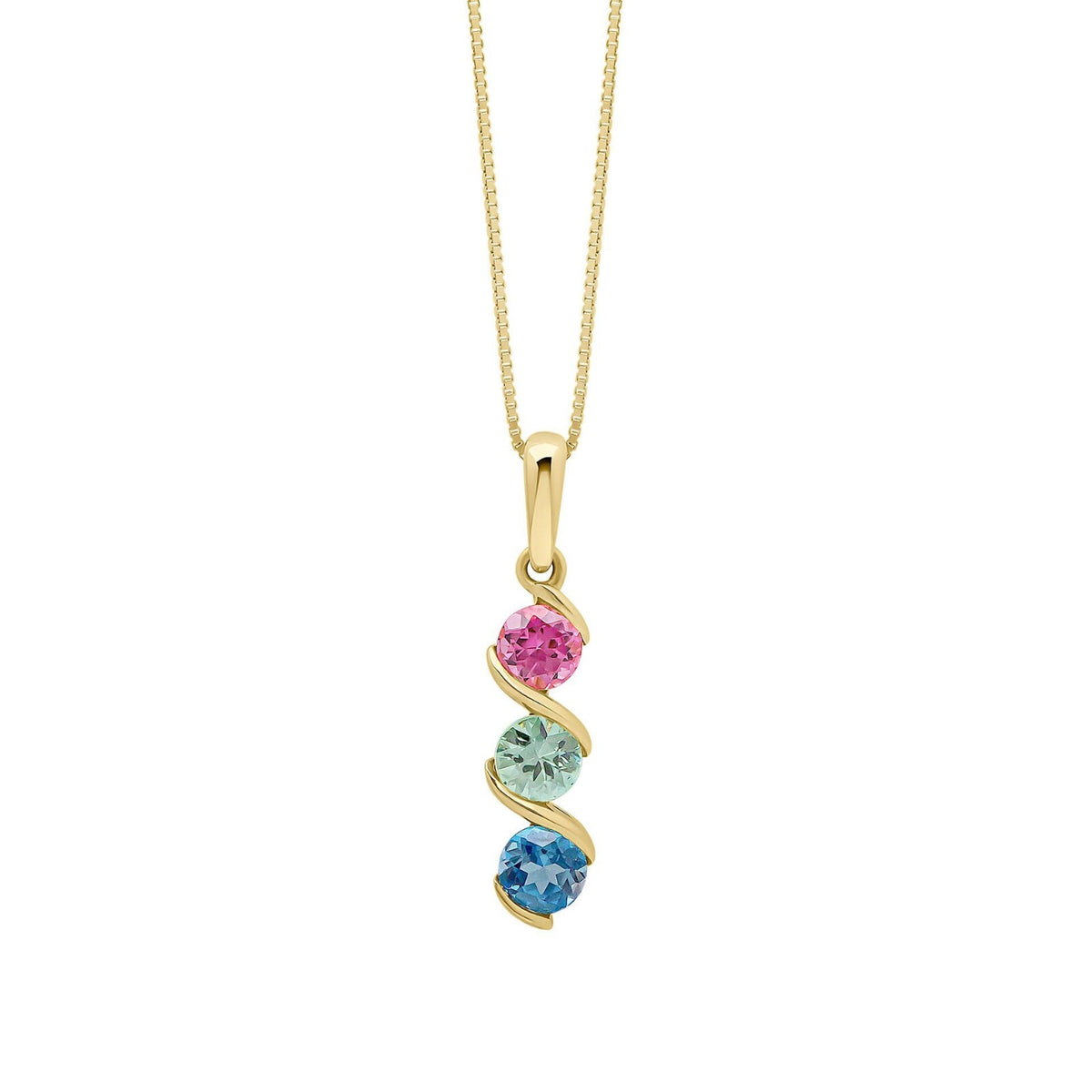 Amalfi Semi Precious Twist Pendant 9ct Yellow Gold 375 Hallmarked British Made