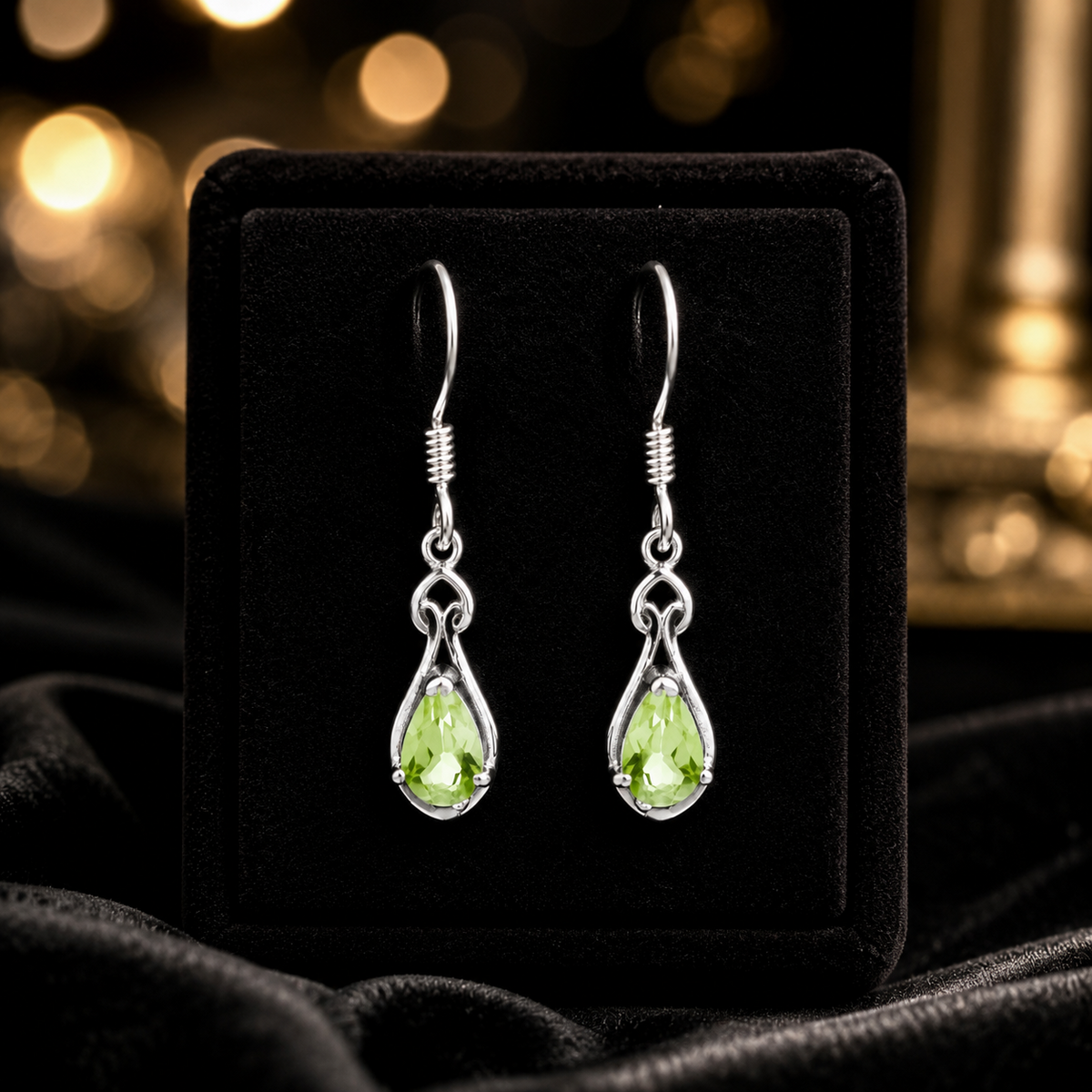 Natural Peridot Teardrop Drop Earrings Sterling Silver 925 Hallmarked Brand New