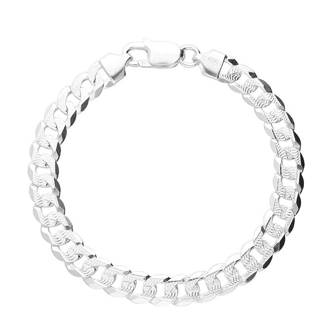 Gents Solid Sterling Silver DC Curb Chain Bracelet British Made 925 Hallmarked