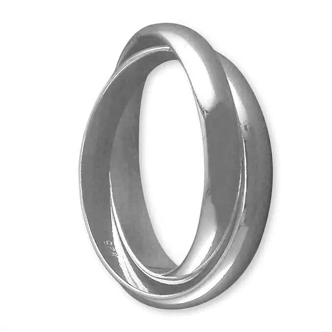 Double Interlinked Ring Sterling Silver 925 Hallmarked British Made Size M - T