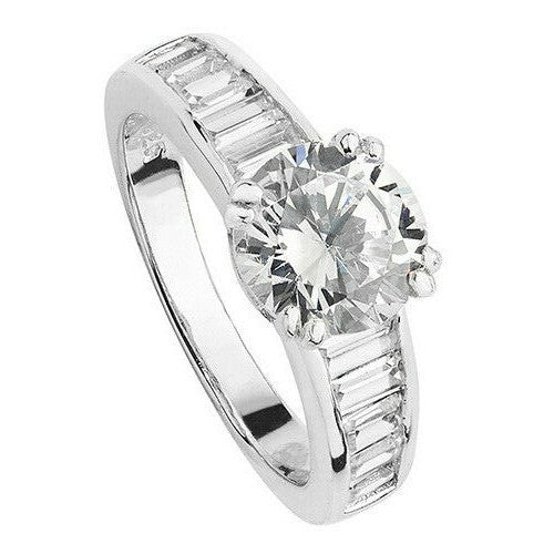 Sterling Silver Solitaire Ring Engagement Gemstone 925 Hallmarked Size L - T
