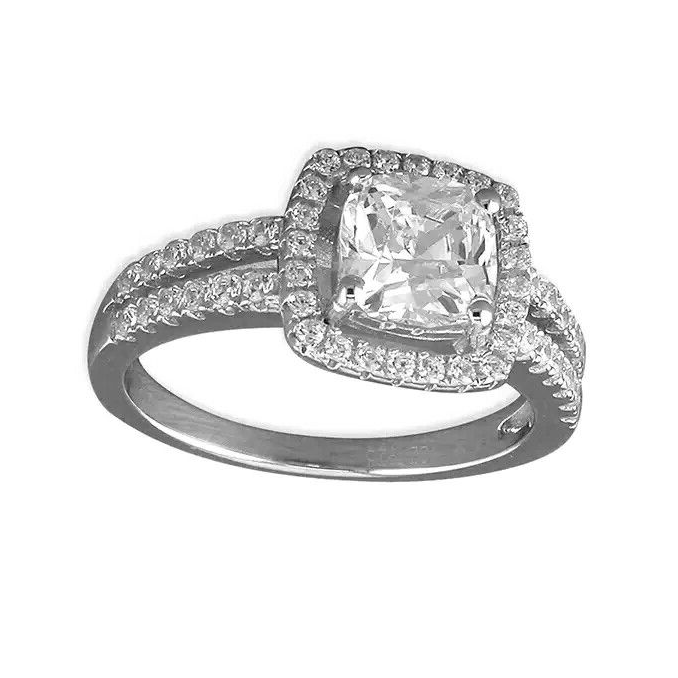 Square Pave Set Ring Sterling Silver 925 Hallmarked British Made Size K - R