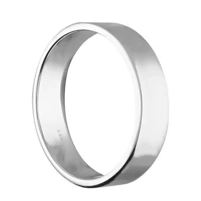 Mens 6mm Heavy Flat Band Ring 925 Hallmarked British Made Sizes J - Z