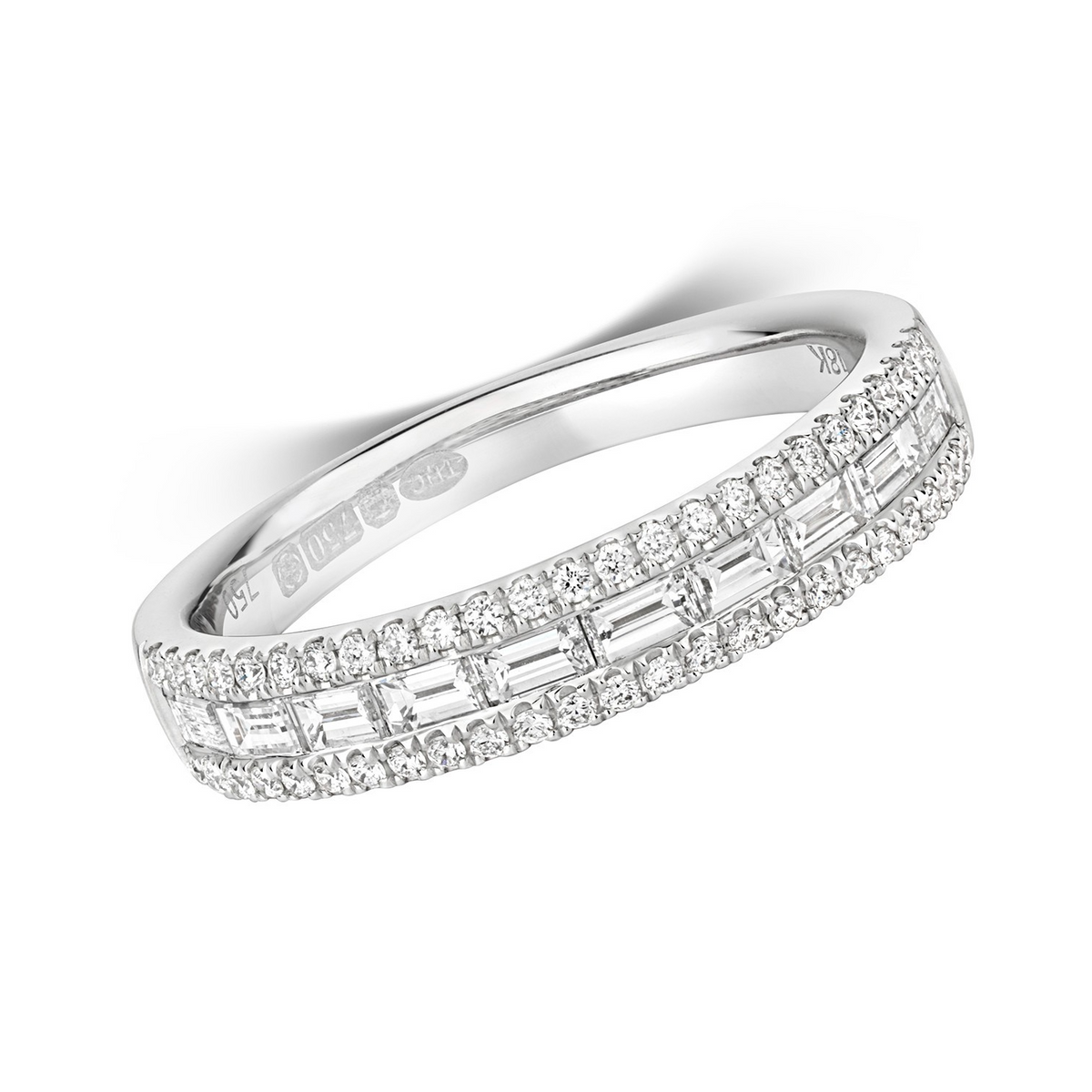 Natural Diamond Eternity Baguette Ring 18ct White Gold Hallmarked Sizes J - Q