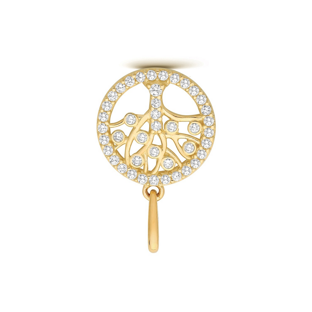 Pave Tree Of Life Pendant 9ct Yellow Gold 375 Hallmarked All Chain Lengths