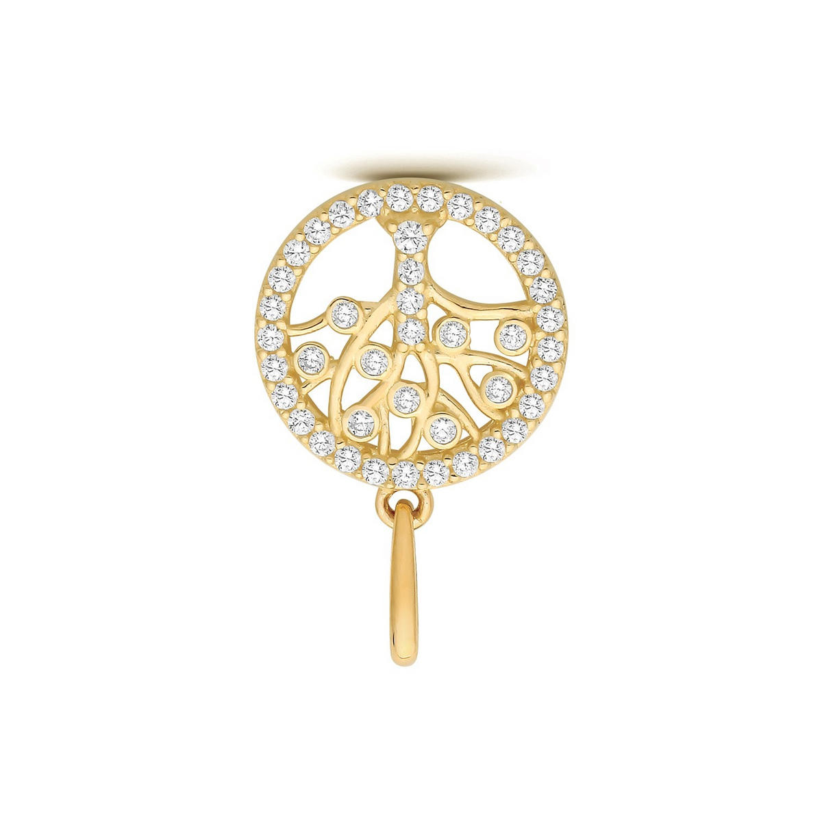 Pave Tree Of Life Pendant 9ct Yellow Gold 375 Hallmarked All Chain Lengths
