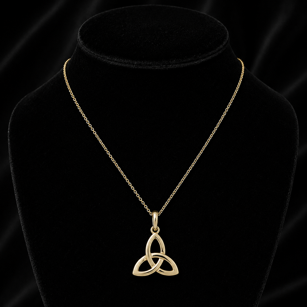 Yellow Gold Trinity Knot Pendant Hallmarked British Made All Chain Lengths