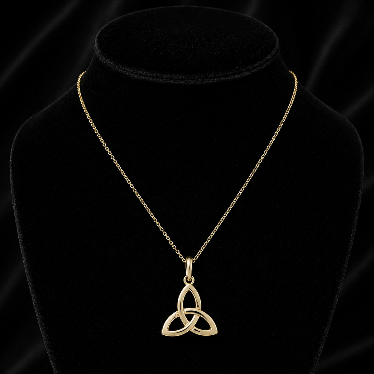 Yellow Gold Trinity Knot Pendant Hallmarked British Made All Chain Lengths