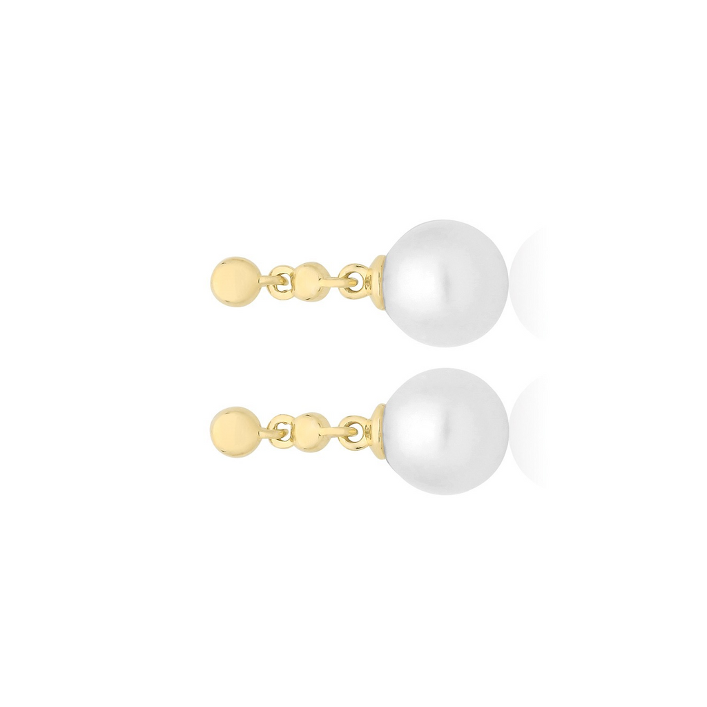 Natural Pearl Organic Drop Earrings 9ct Yellow Gold 375 Hallmarked Brand New