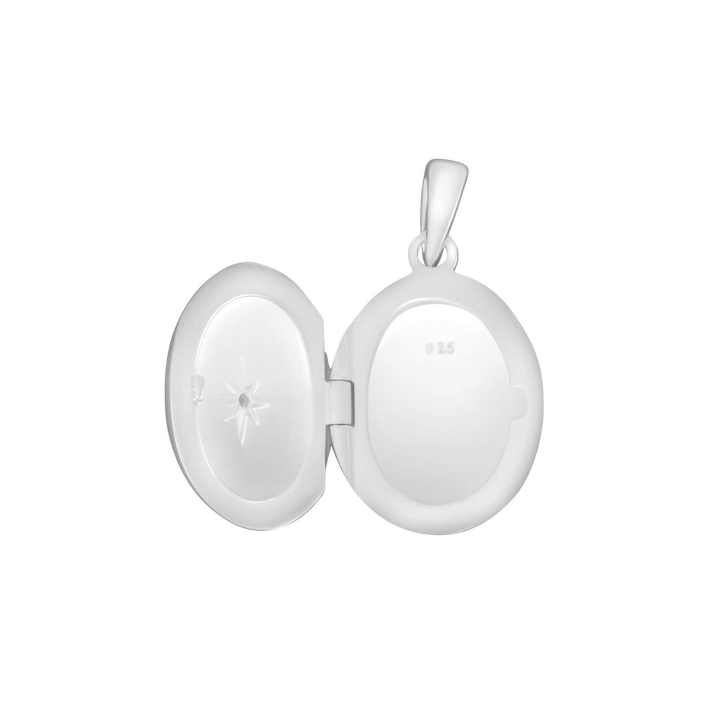 Starburst Oval Locket Gemstone Sterling Silver 925 Hallmarked All Chain Lengths