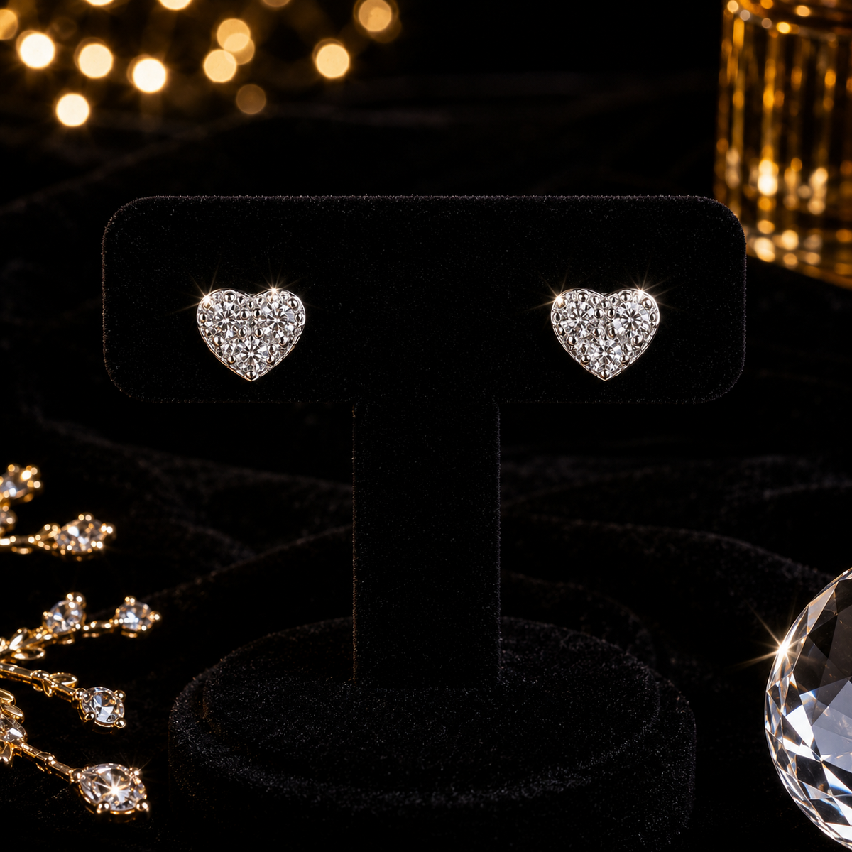 Zircon Heart Stud Earrings Sterling Silver 925 Hallmarked Brand New Boxed