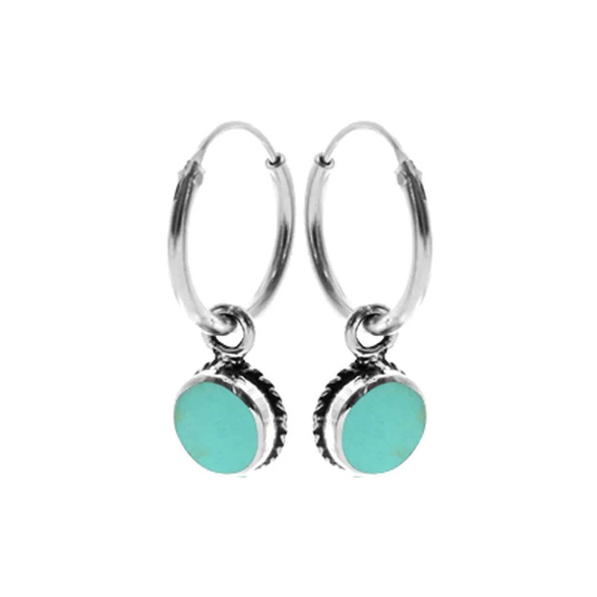 Small Turquoise Hoop Earrings Sterling Silver 925 Hallmarked Brand New Boxed