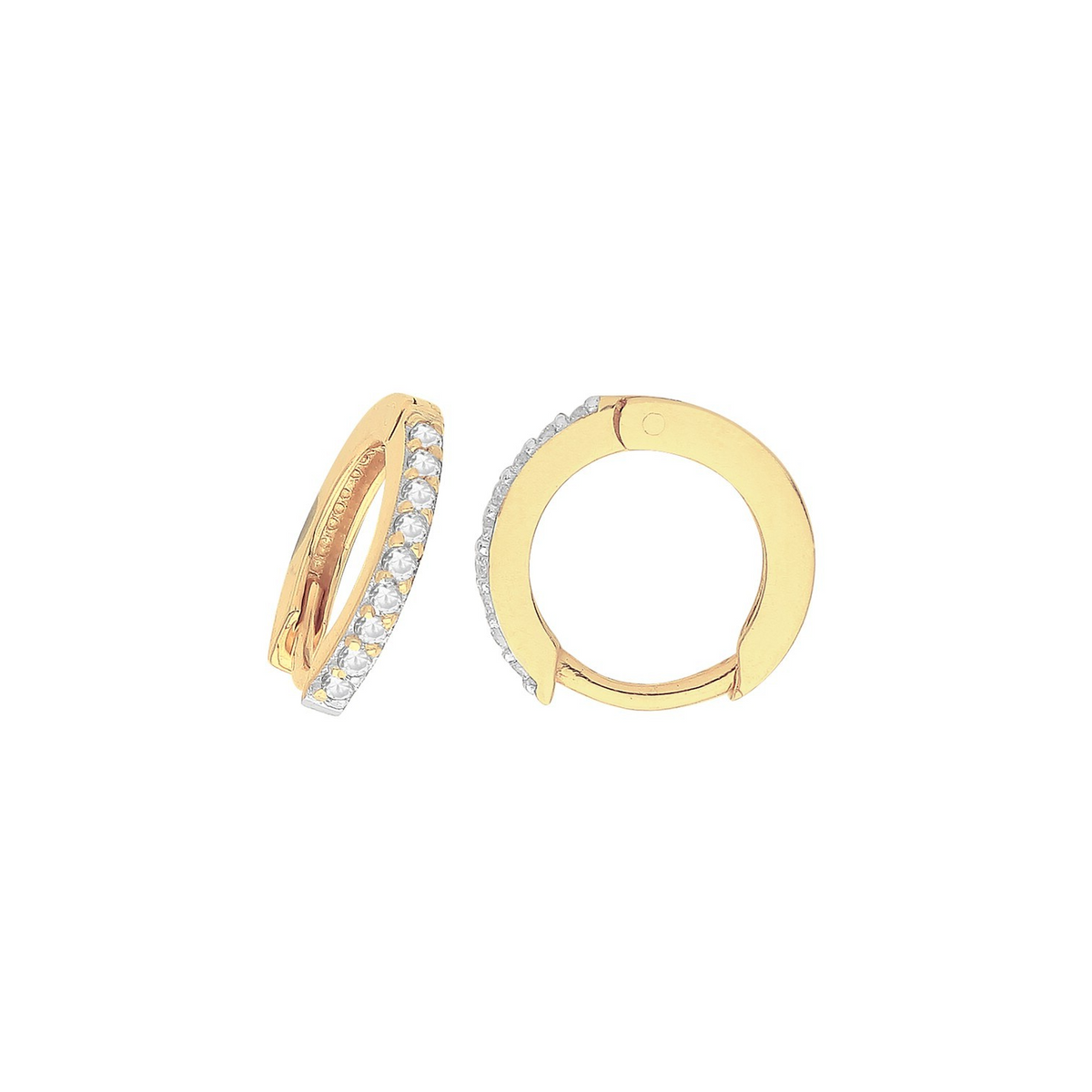 Mens 11 Stone Huggie Hoop Earring 9ct Yellow Gold 375 Hallmarked Brand New Boxed