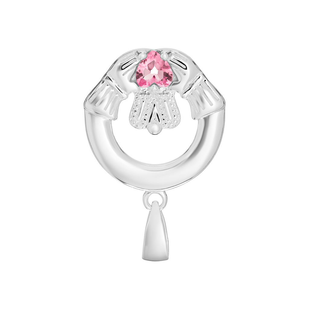 Pink Topaz Claddagh Pendant Sterling Silver 925 Hallmarked All Chain Lengths