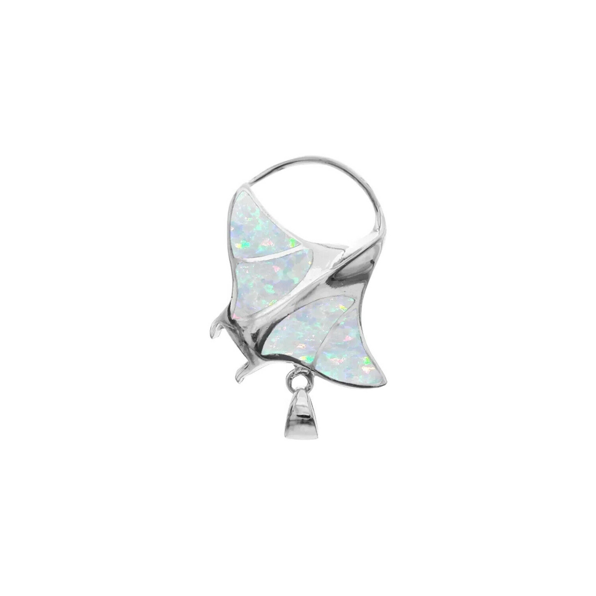 White Opal Manta Ray Pendant Sterling Silver 925 Hallmarked All Chain Lengths