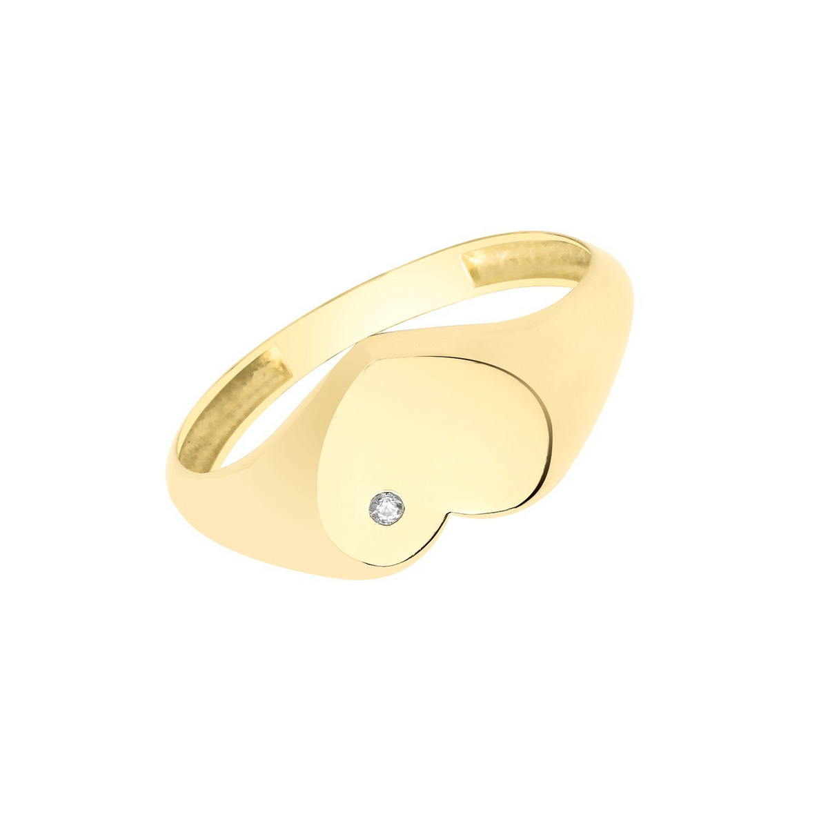 Gold Heart Signet Ring 9ct Yellow Gold Hallmarked Sizes G - T British Made