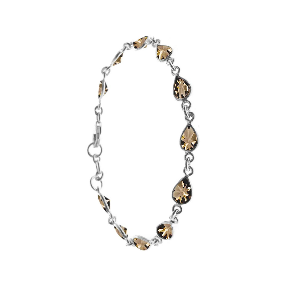 Teardrop Smoky Quartz Bracelet Sterling Silver 925 Hallmarked Brand New Boxed