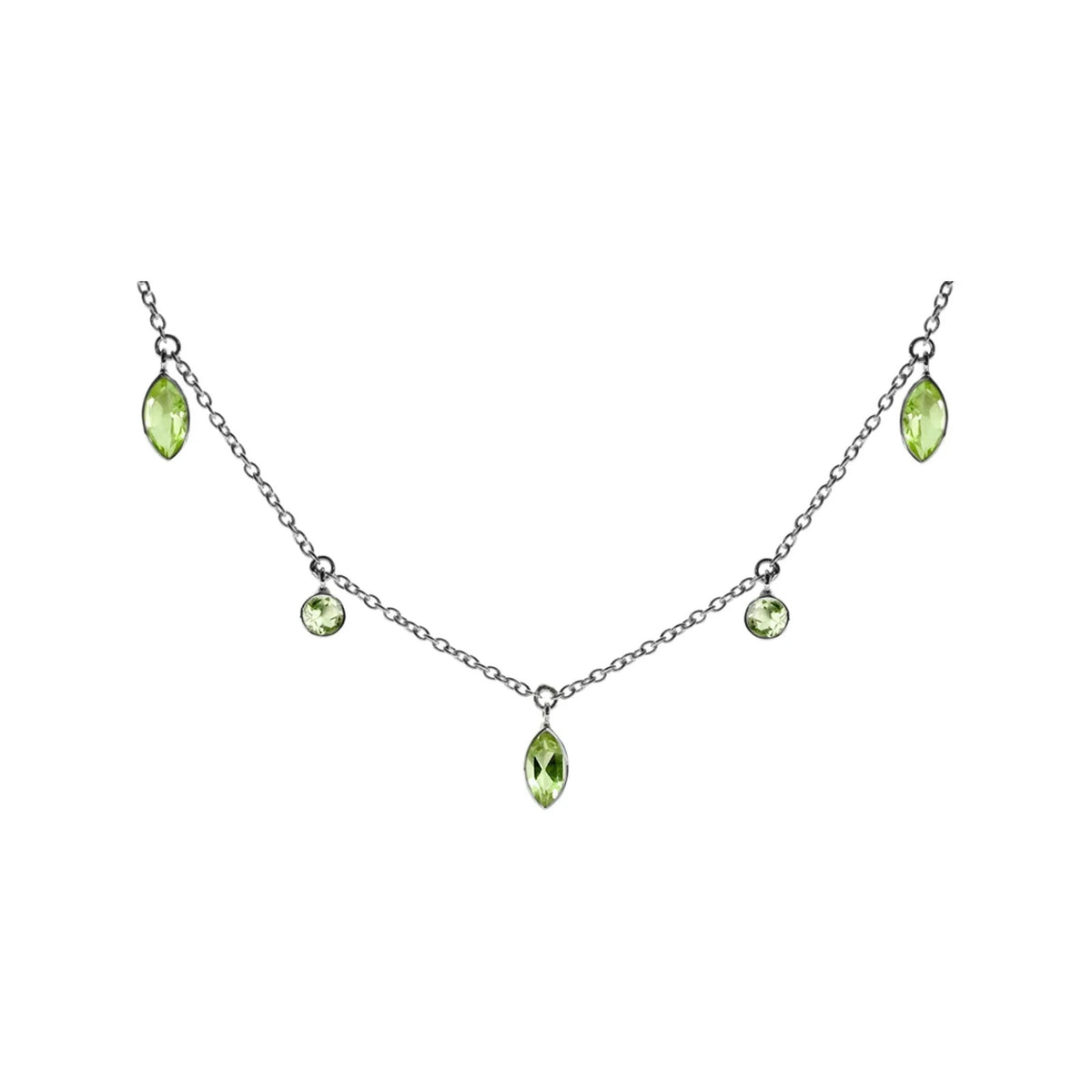 Marquise Peridot Necklace Sterling Silver 925 Hallmarked British Made