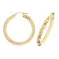 9ct Yellow Gold Pattern Hoop Earrings 375 Hallmarked 25mm - 50mm Diameter