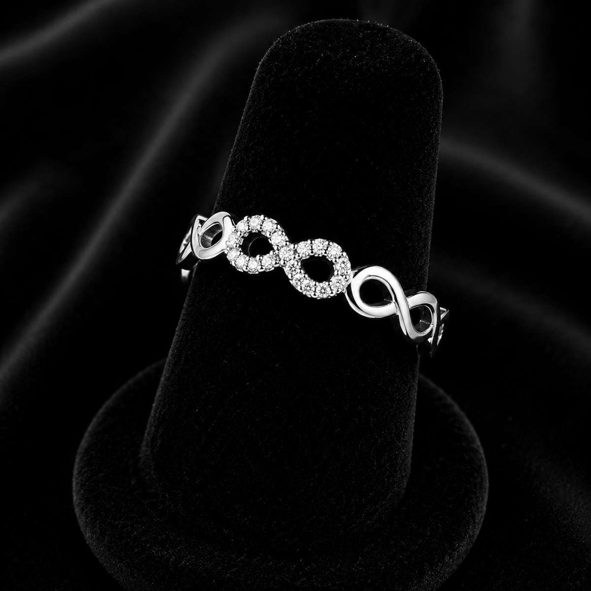 Infinity Eternity Gemstone Ring Sterling Silver 925 Hallmarked L - Q