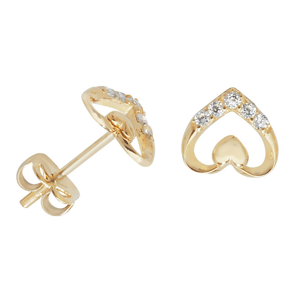 5 Stone Prong Set Heart Stud Earrings 9ct Yellow Gold 375 Hallmarked Brand New