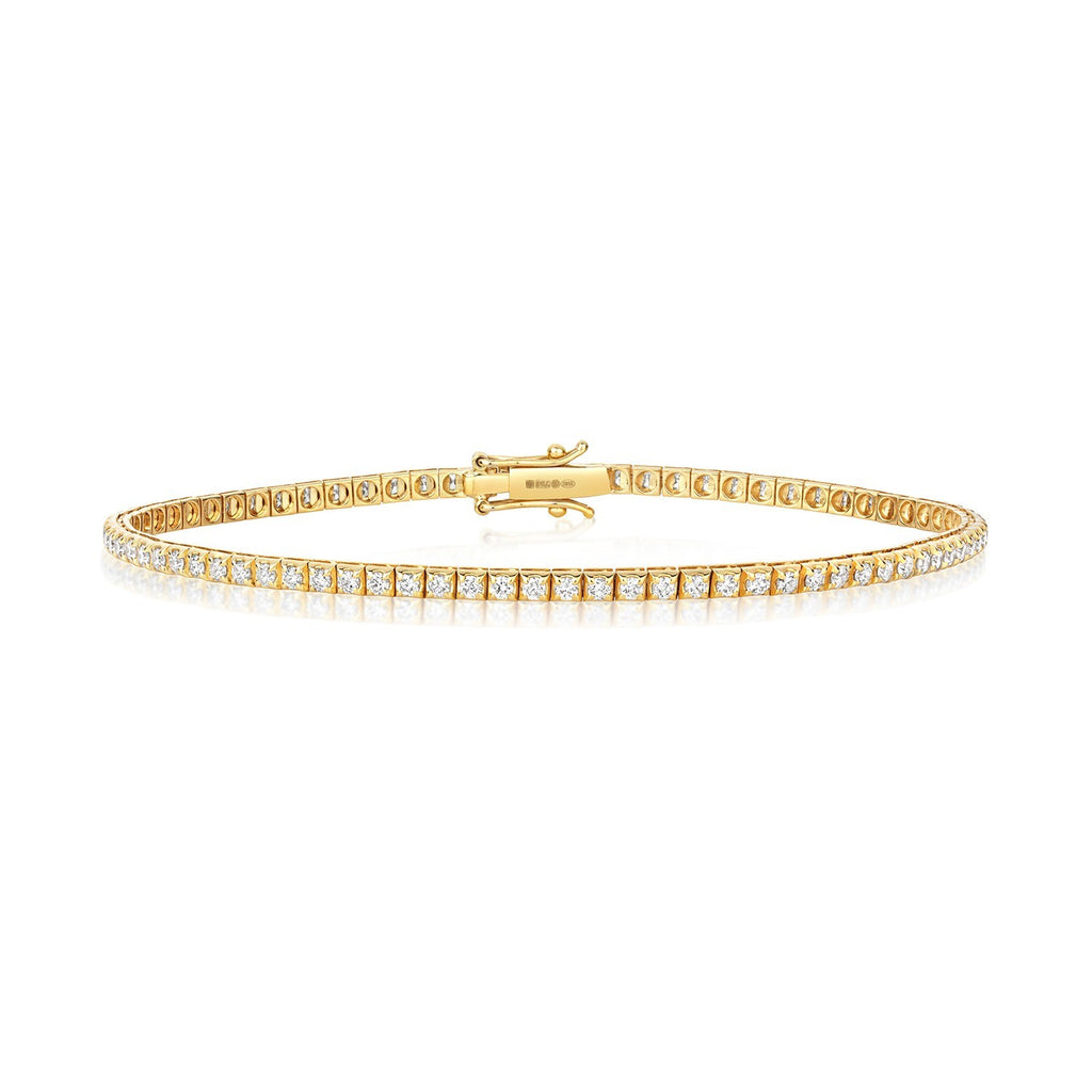 Natural Diamond 18ct Yellow Gold Tennis Bracelet 375 Hallmarked British Made