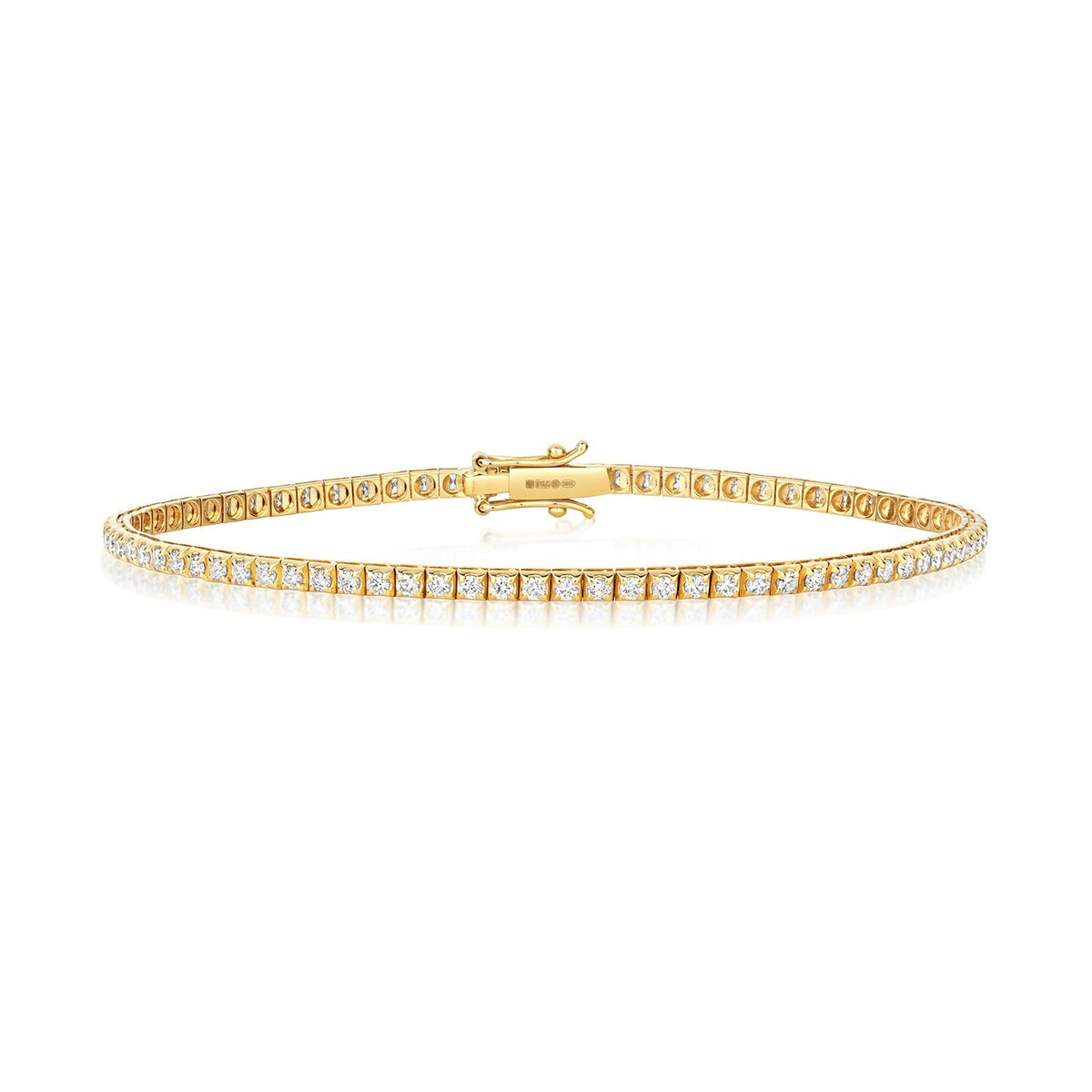 Natural Diamond 18ct Yellow Gold Tennis Bracelet 375 Hallmarked British Made
