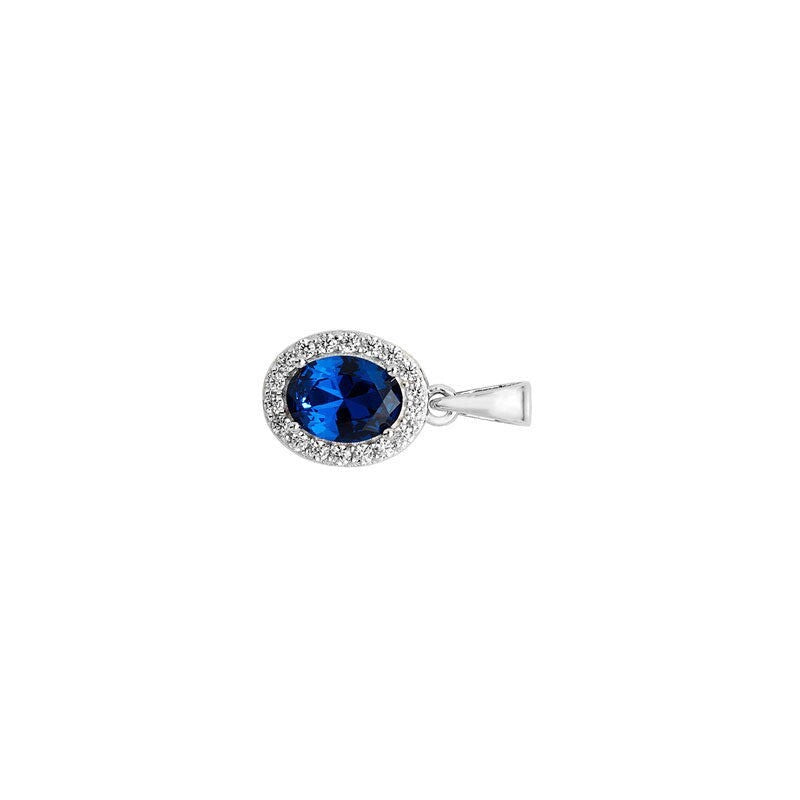 Oval Sterling Silver Sapphire Pendant Hallmarked British Made All Chain Lengths