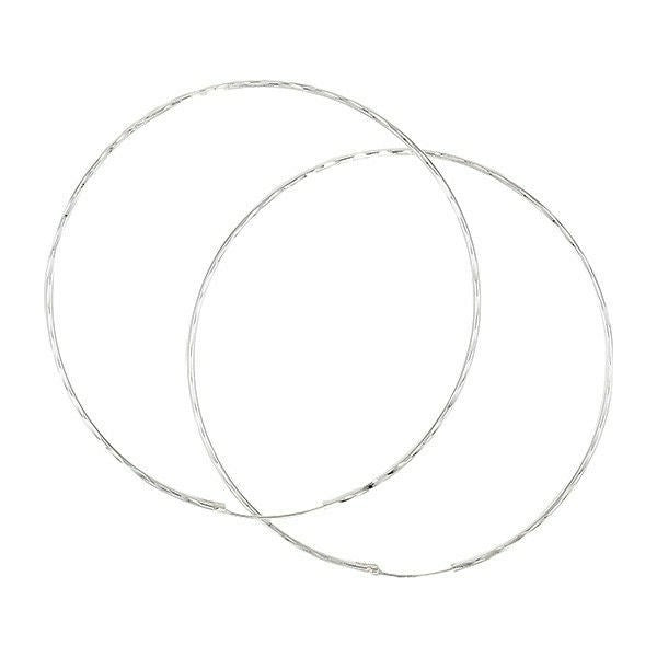 Sterling Silver Hoop Earrings 60mm Diamond Cut 925 Hallmarked British Made