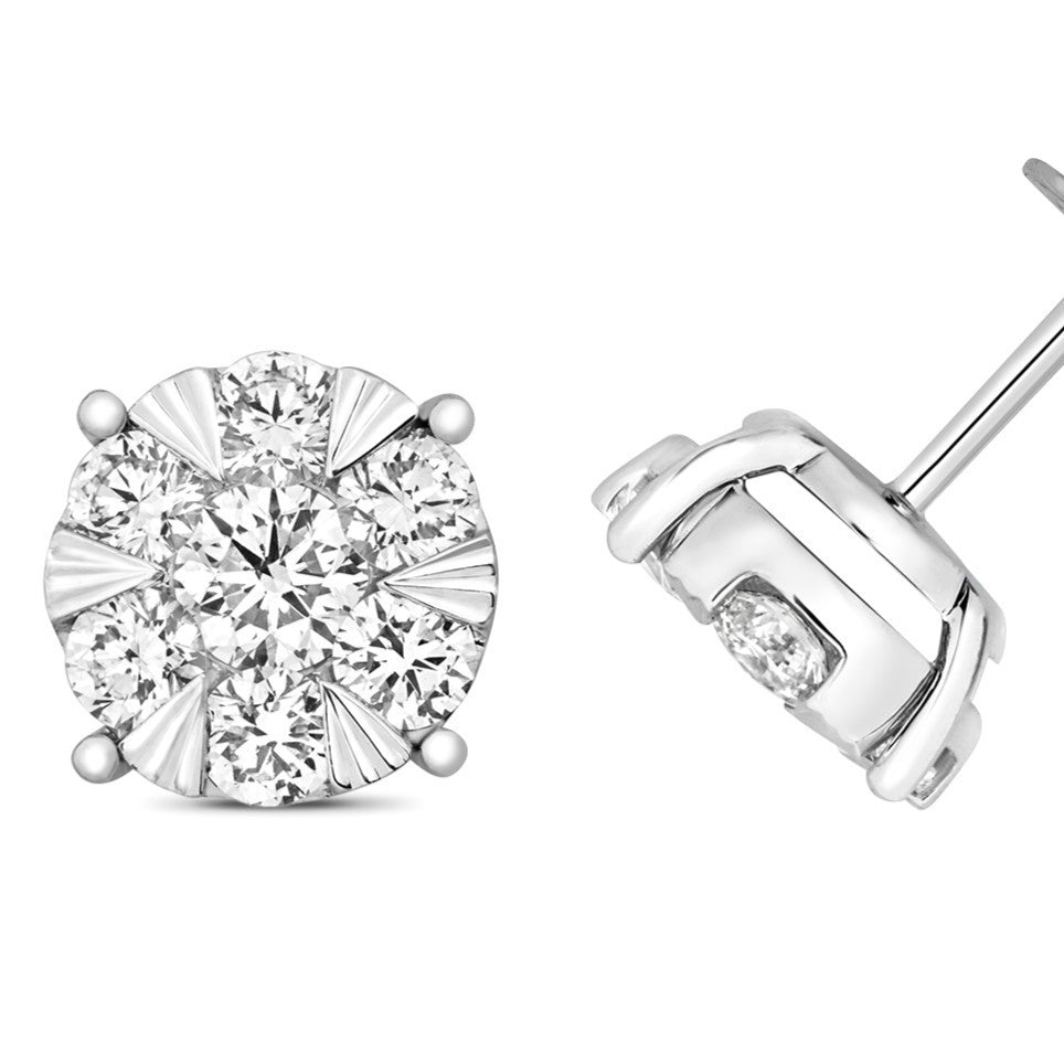 7 Natural Diamond Statement Earrings 18ct White Gold Hallmarked British Made
