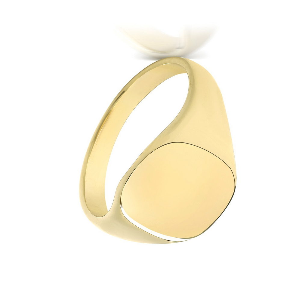 Cushion Mens 9ct Yellow Gold Signet Ring 375 Hallmarked British Made Size L - X