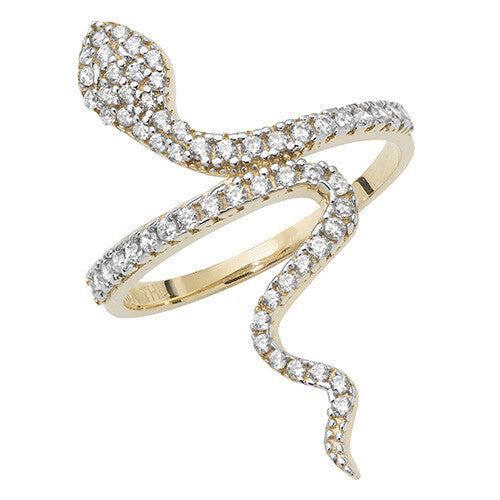 Gemstone Snake Ring 9ct Yellow Gold Hallmarked Sizes J - R British Made