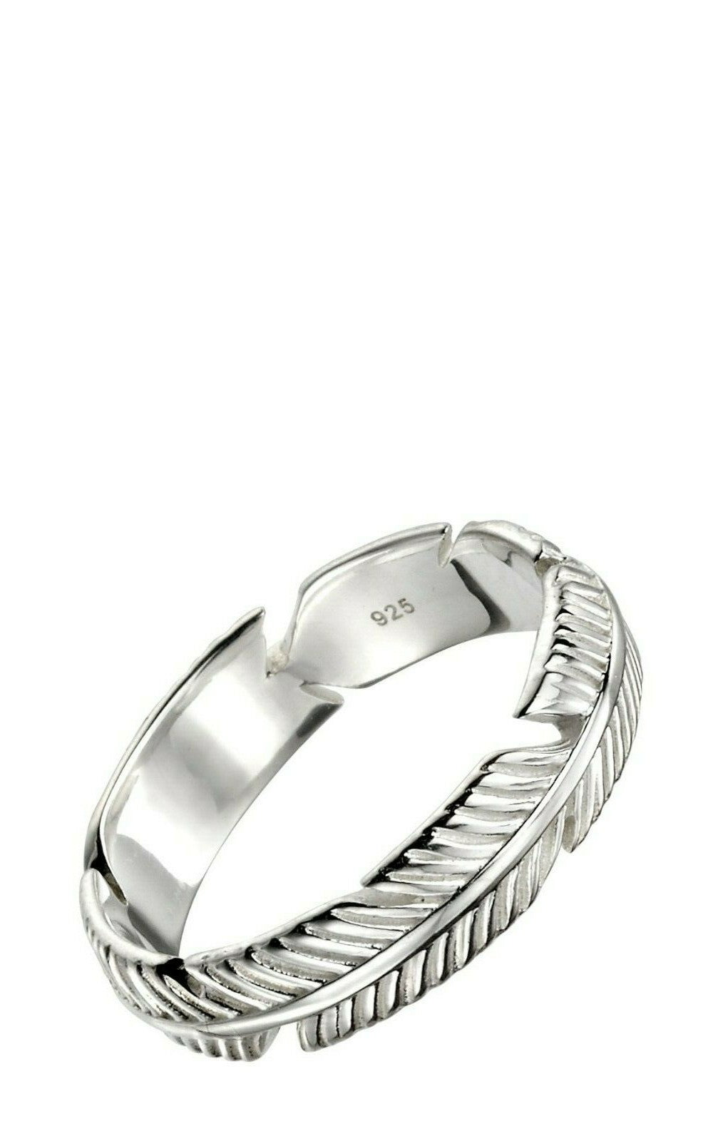 Sterling Silver Feather Band Ring 925 Hallmarked Size K - S British Made