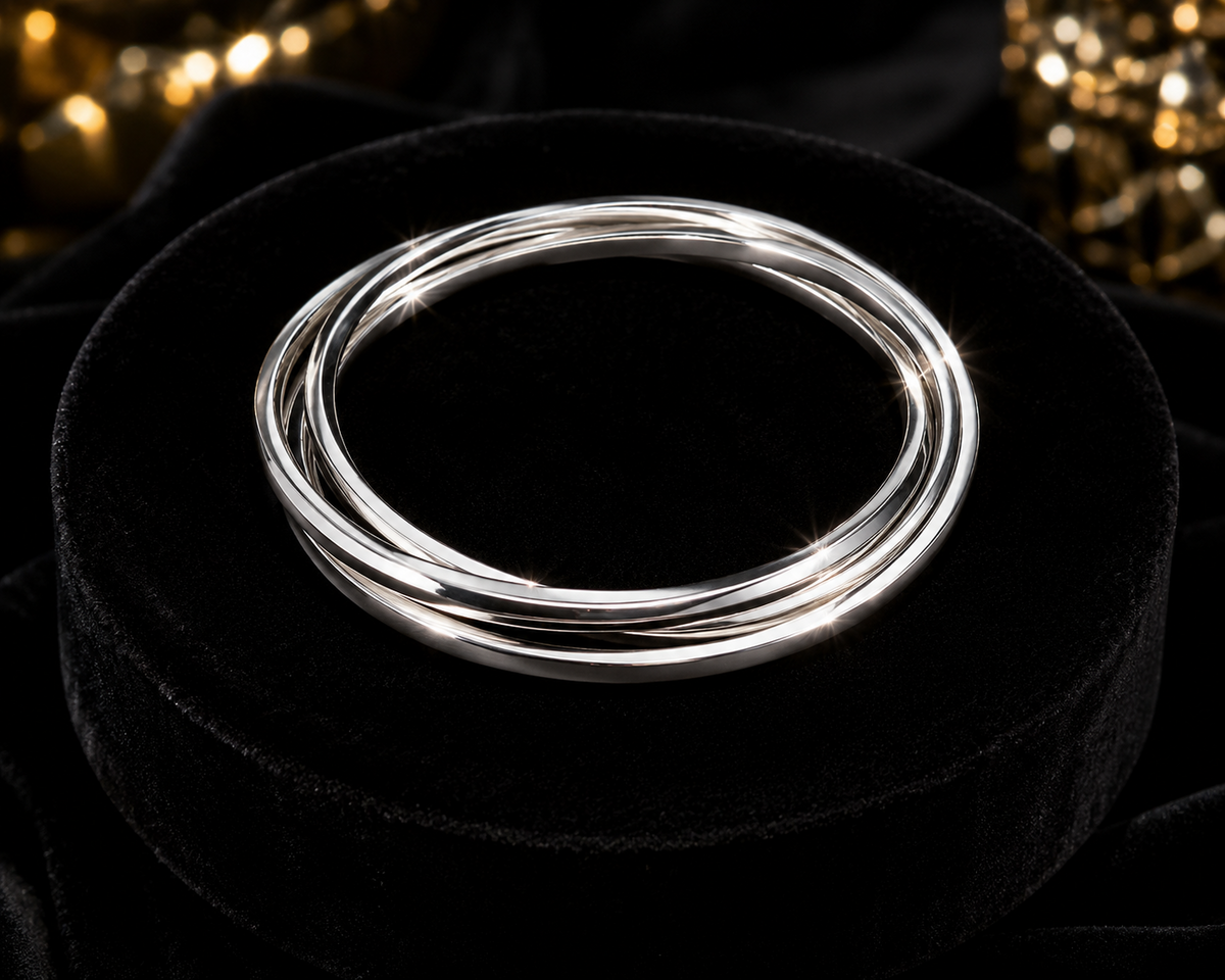 Russian Triple Bangle Sterling Silver 925 Hallmarked British Made Brand New