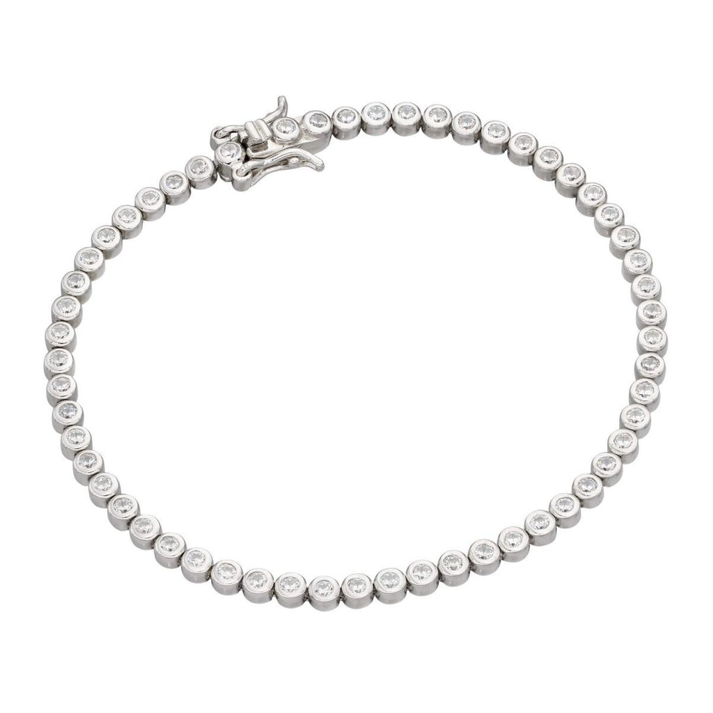 Bezel Set 59 Zircon Bracelet Sterling Silver 925 Hallmarked Brand New Boxed
