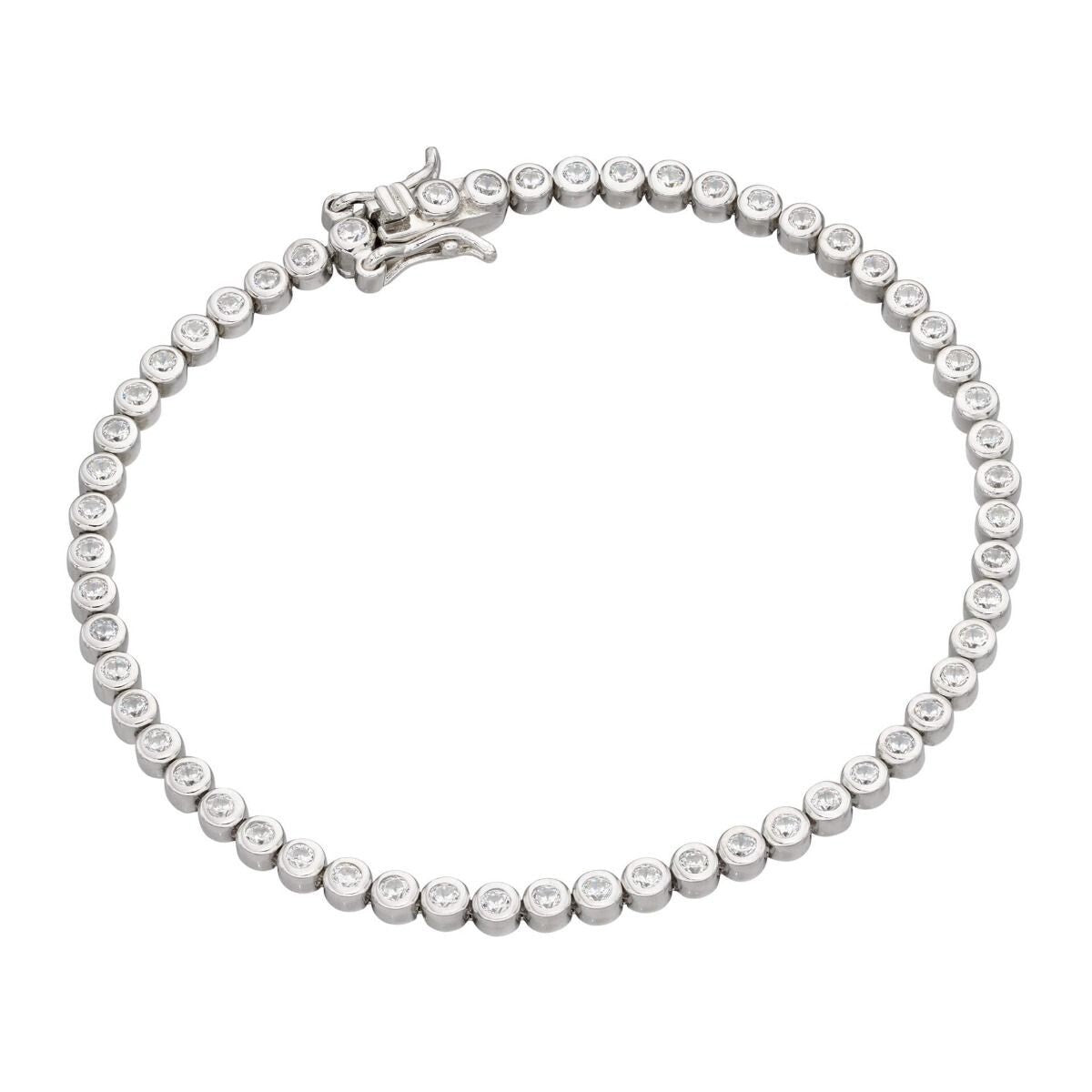 Bezel Set 59 Zircon Bracelet Sterling Silver 925 Hallmarked Brand New Boxed