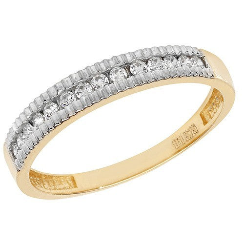 Channel Set Band Ring 9ct 2 Tone Gold 375 Hallmarked Sizes J - S British Made