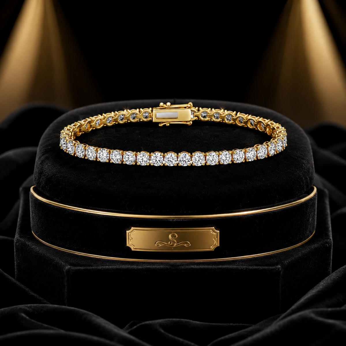 Lab Grown Diamond 18ct Yellow Gold Tennis Bracelet Hallmarked British Made