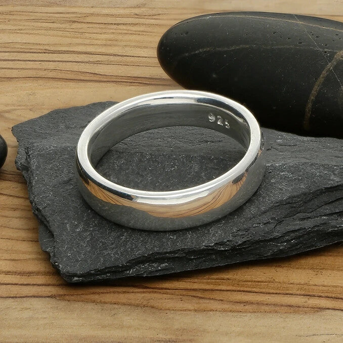 Mens 5mm Plain Wedding Band Ring 925 Hallmarked British Made Sizes M - Z