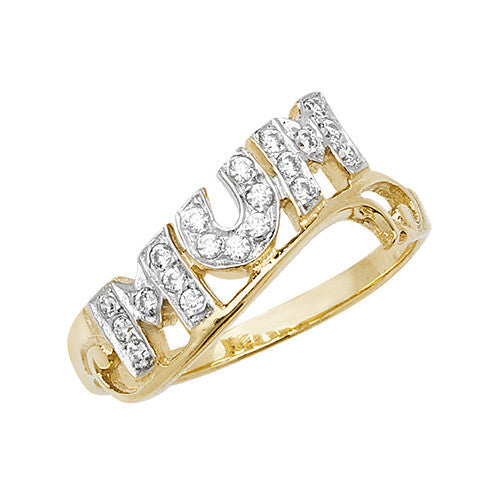 Mum Gemstone Ring 9ct Yellow Gold Hallmarked British Made Sizes M - S