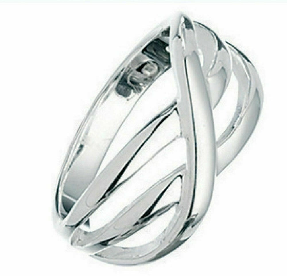 Sterling Silver Crossover Ring 925 Hallmarked Size K - S British Made