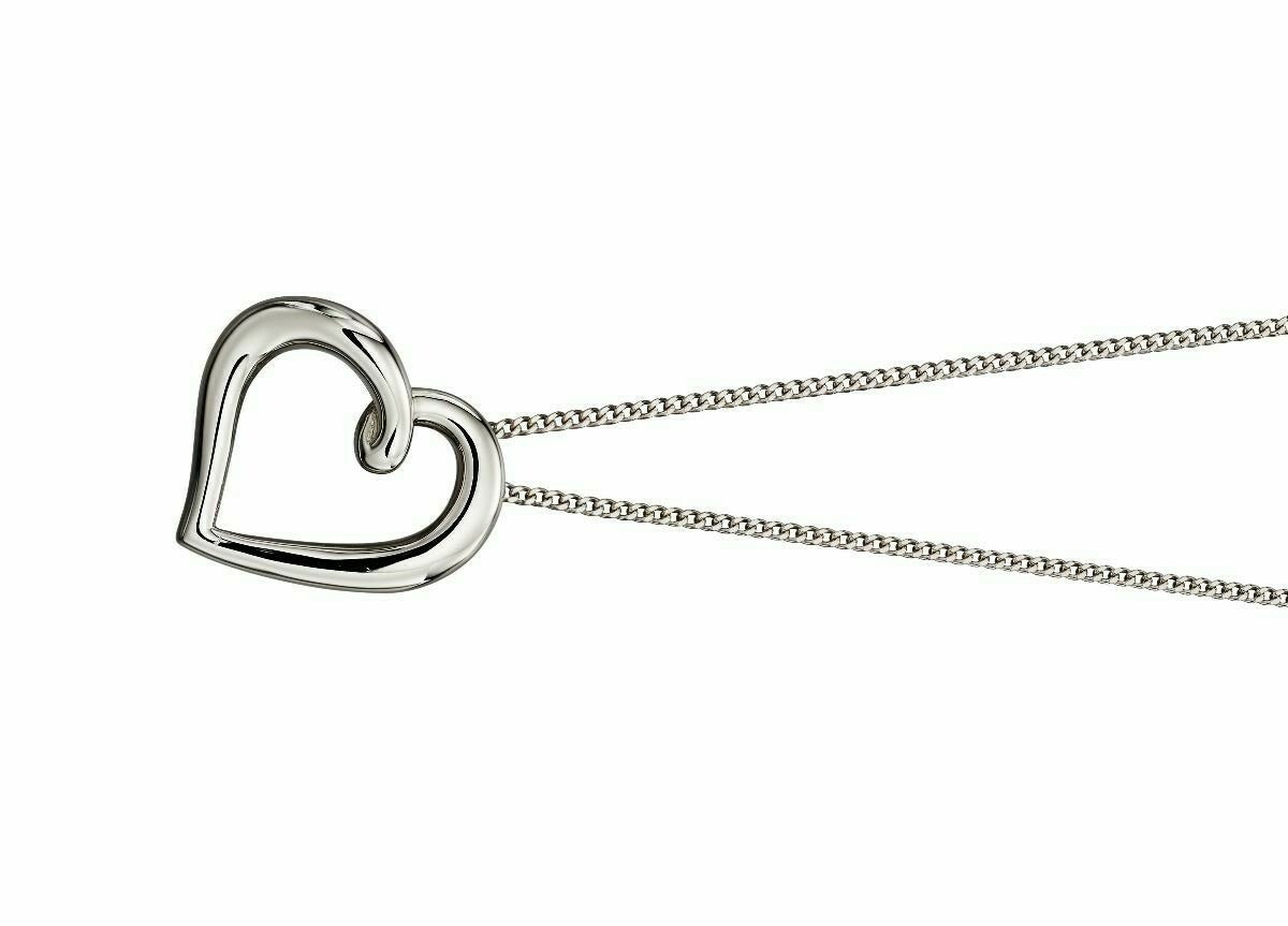 Organic Heart Pendant 9ct White Gold 375 Hallmarked British Made Brand New